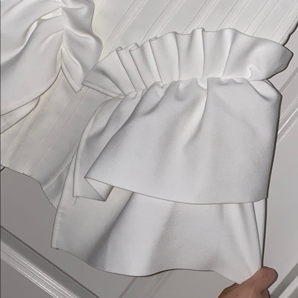 WHITE RUFFLE MINI DRESS - Picture 2 of 7